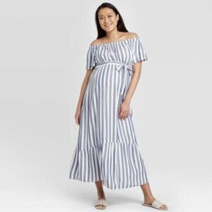 Maternity Dress (Blue Stripe)